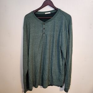 Marine Layer Shirt Green Henley Soft Neutral Comfy Casual Classic Buttons